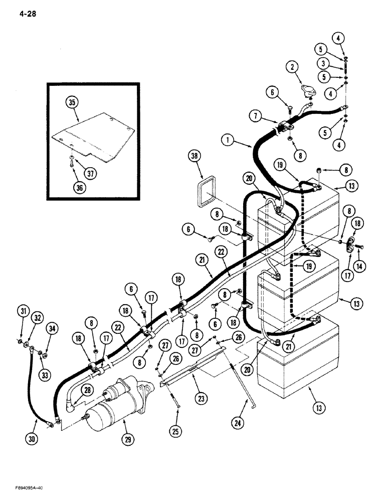 Схема запчастей Case IH 9280 - (4-28) - BATTERIES AND CABLES (04) - ELECTRICAL SYSTEMS