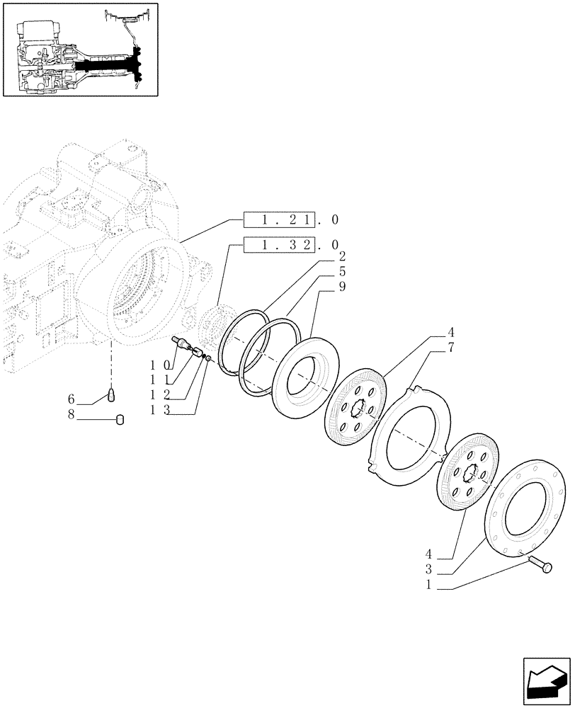 Схема запчастей Case IH PUMA 195 - (1.65.3[01A]) - TRANSMISSION BRAKES - D6332 (05) - REAR AXLE