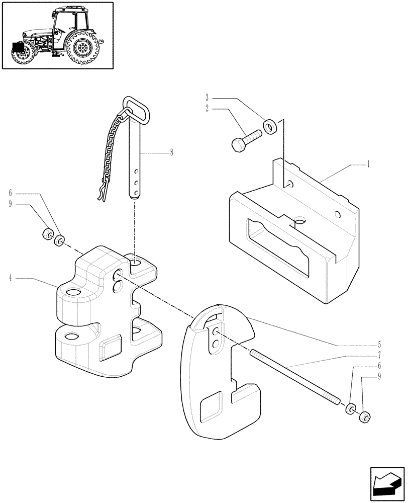 Схема запчастей Case IH JX1085C - (1.44.0) - (VAR.168/2) FRONT WEIGHT & SUPPORT (04) - FRONT AXLE & STEERING