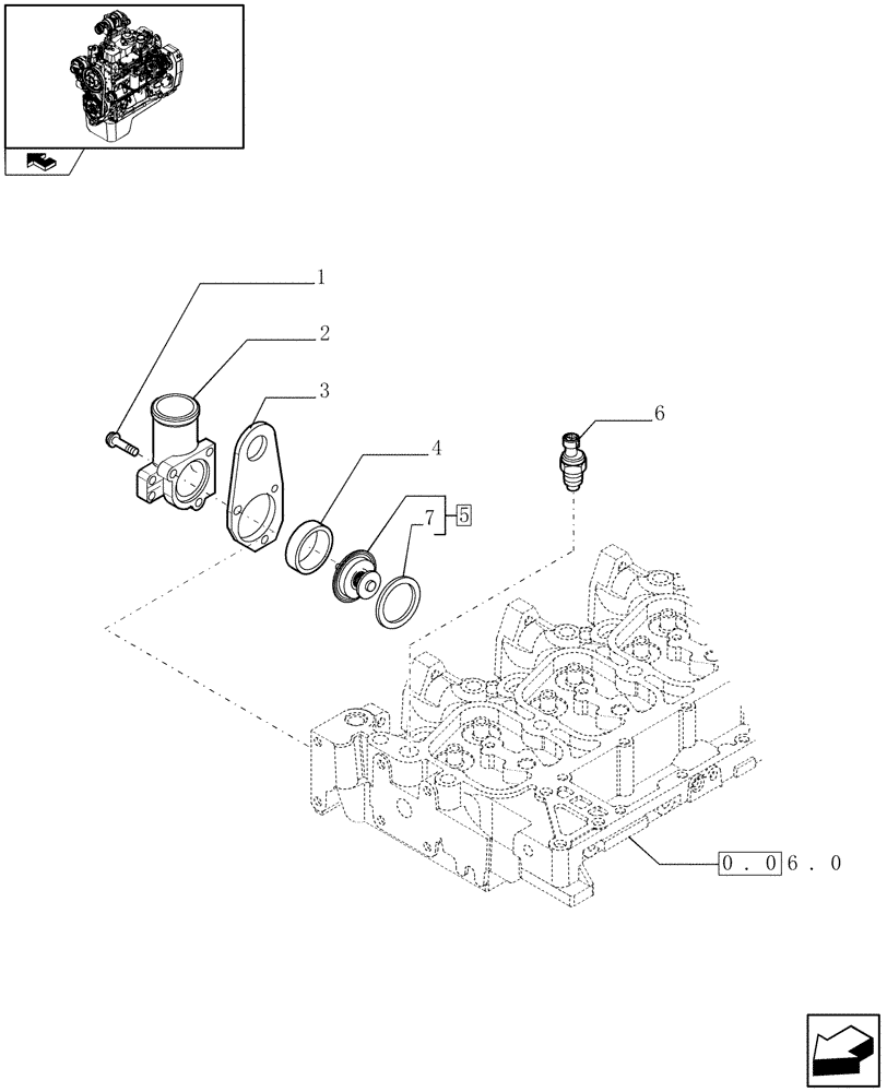 Схема запчастей Case IH F4GE9484A J601 - (0.32.6) - THERMOSTAT - ENGINE COOLING SYSTEM (504083230-504083237-504033593) 