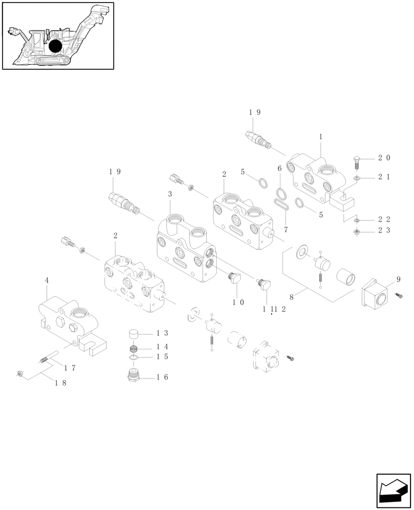 Схема запчастей Case IH A4000 - (B05.02[01]) - HYDRAULIC VALVE (RACINE 2 BANK) Hydraulic Components & Circuits