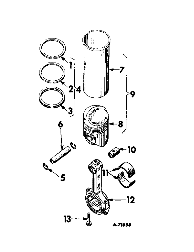 Схема запчастей Case IH 706 - (C-07) - CARBURETED ENGINES, CONNECTING RODS ANS SLEEVE SETS, C-291 ENGINE (01) - ENGINE