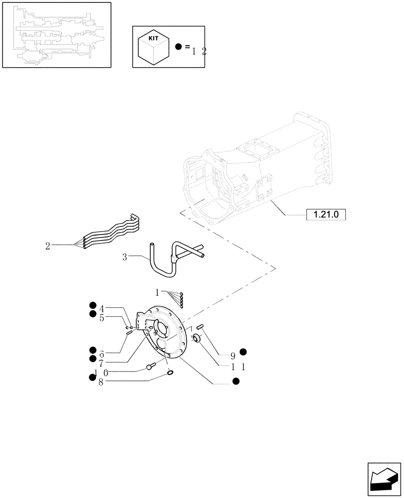 Схема запчастей Case IH MXU115 - (1.21.0/01[01]) - (VAR.129) 16X16 (SPS) GEARBOX - PIPES AND FRONT COVER - C5890 (03) - TRANSMISSION