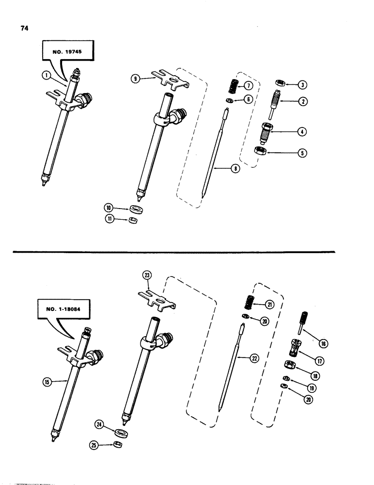 Схема запчастей Case IH 1070 - (0074) - FUEL INJECTION NOZZLE, 451B DSL ENG, 1ST USED ENG SN. 2504221 (03) - FUEL SYSTEM