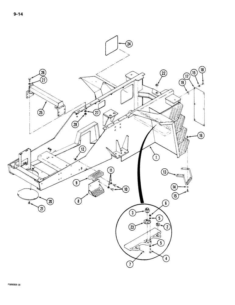 Схема запчастей Case IH STEIGER - (9-014) - FRONT FRAME, PRIOR TO P.I.N. 6028 (09) - CHASSIS/ATTACHMENTS