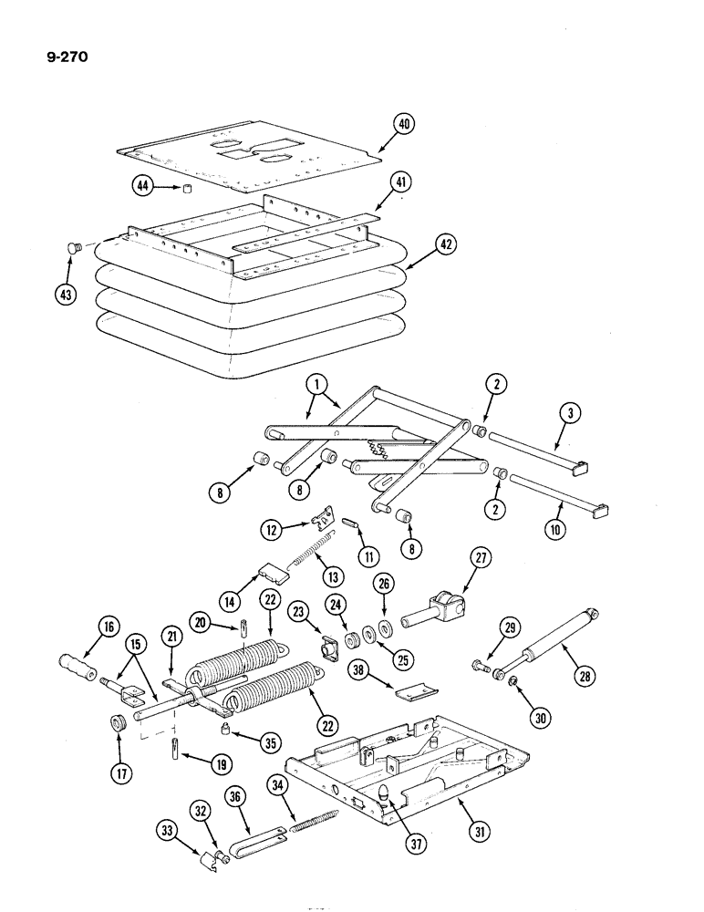 Схема запчастей Case IH 1194 - (9-270) - SEAT SUSPENSION, TRACTORS WITH CAB (09) - CHASSIS/ATTACHMENTS