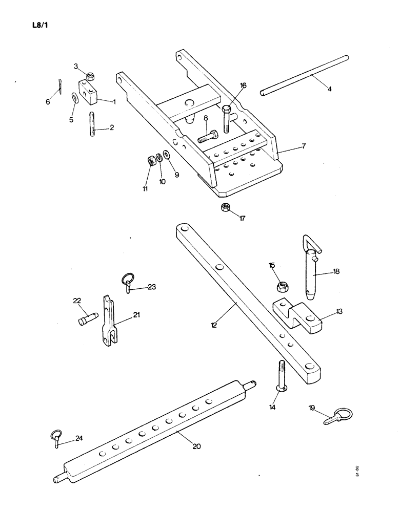 Схема запчастей Case IH 1190 - (L-08) - UNIVERSAL DRAWBAR (09) - IMPLEMENT LIFT