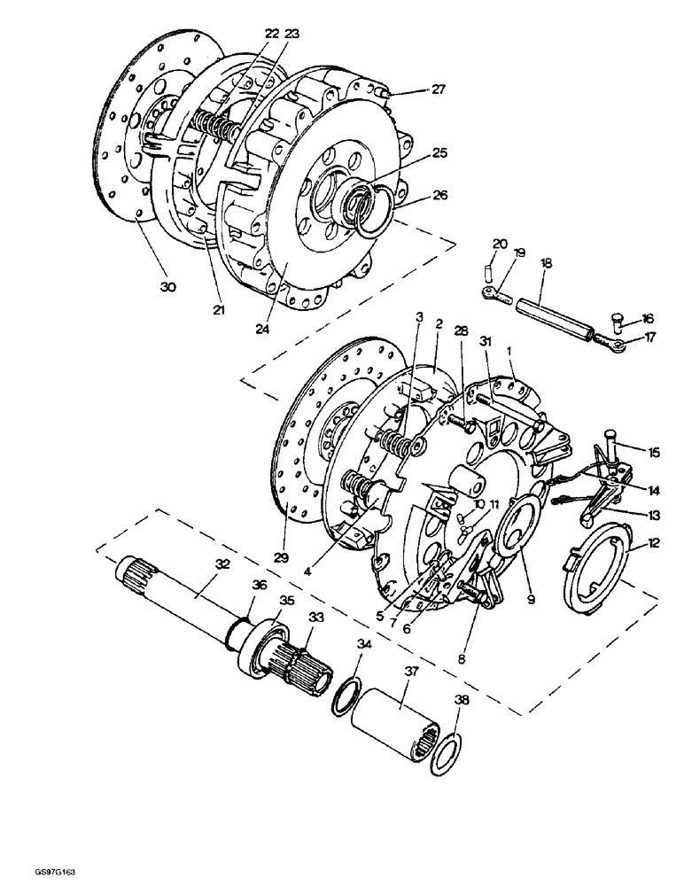 Схема запчастей Case IH 1212 - (6-12) - DUAL CLUTCH UNIT, BORG AND BECK (06) - POWER TRAIN