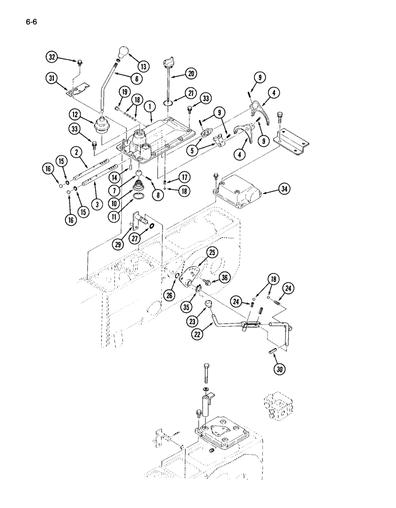 Схема запчастей Case IH 265 - (6-06) - TRANSMISSION GEAR AND RANGE SHIFT LINKAGE (06) - POWER TRAIN