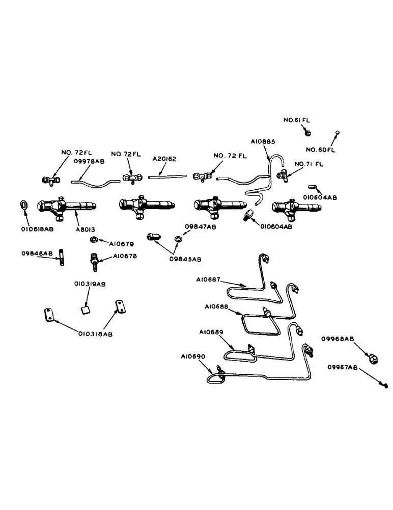 Схема запчастей Case IH 800 - (177) - FUEL INJECTOR NOZZLE AND TUBES (10) - ENGINE