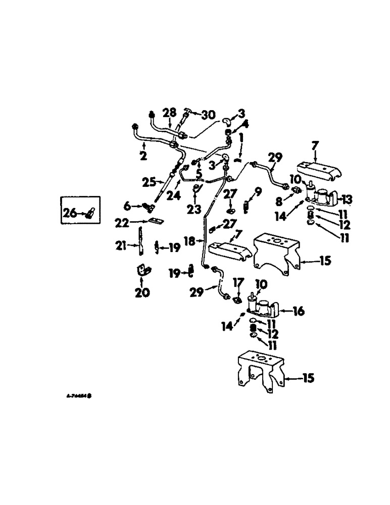 Схема запчастей Case IH 815 - (H-04) - CONTROLS, WHEEL BRAKE CYLINDER AND PARKING BRAKE Controls