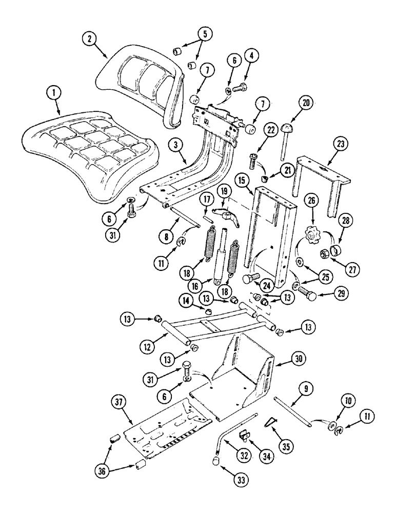 Схема запчастей Case IH 1594 - (9-376) - SEAT ASSEMBLY - K307863, TRACTORS WITHOUT CAB (09) - CHASSIS/ATTACHMENTS