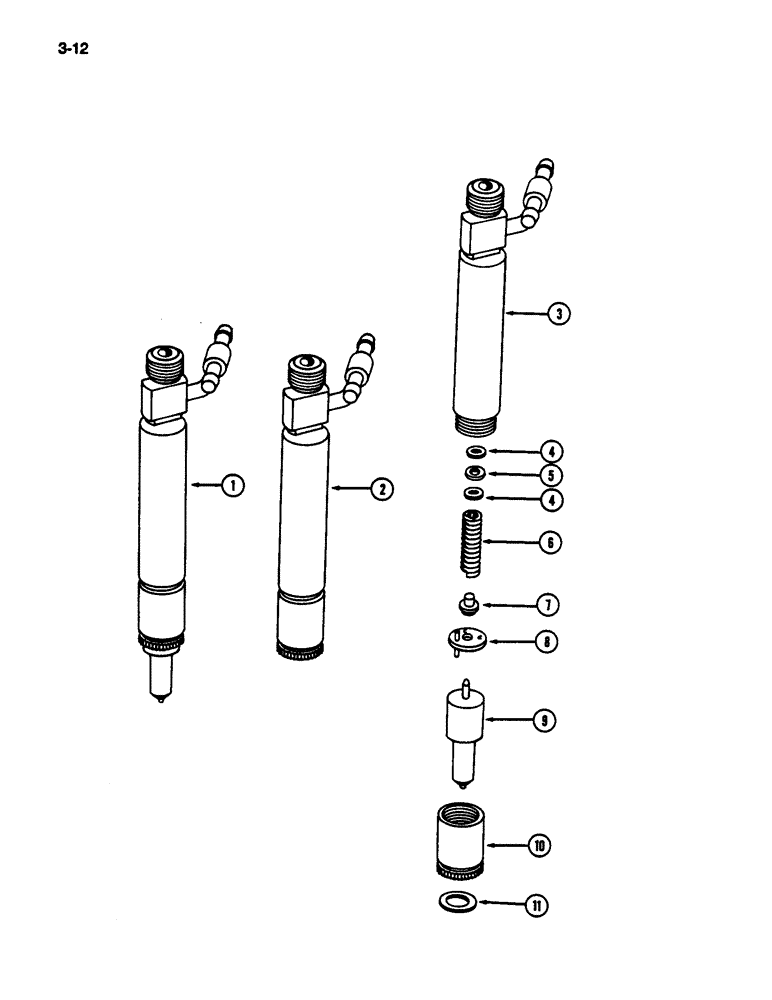 Схема запчастей Case IH 1822 - (3-12) - INJECTION NOZZLE, DT466C DIESEL ENGINE (02) - FUEL SYSTEM