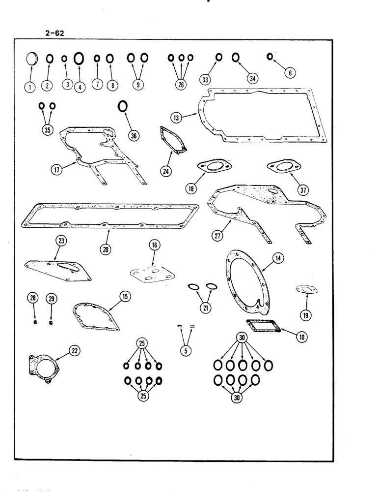 Схема запчастей Case IH 485 - (2-062) - CYLINDER BLOCK GASKET KIT (02) - ENGINE