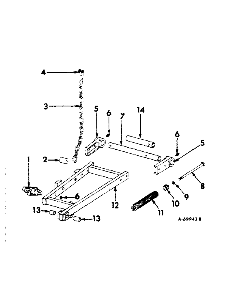 Схема запчастей Case IH 105 - (B-03) - COUPLING BAR, BALANCING SPRING, LIFTING CHAIN AND TRUNNION 