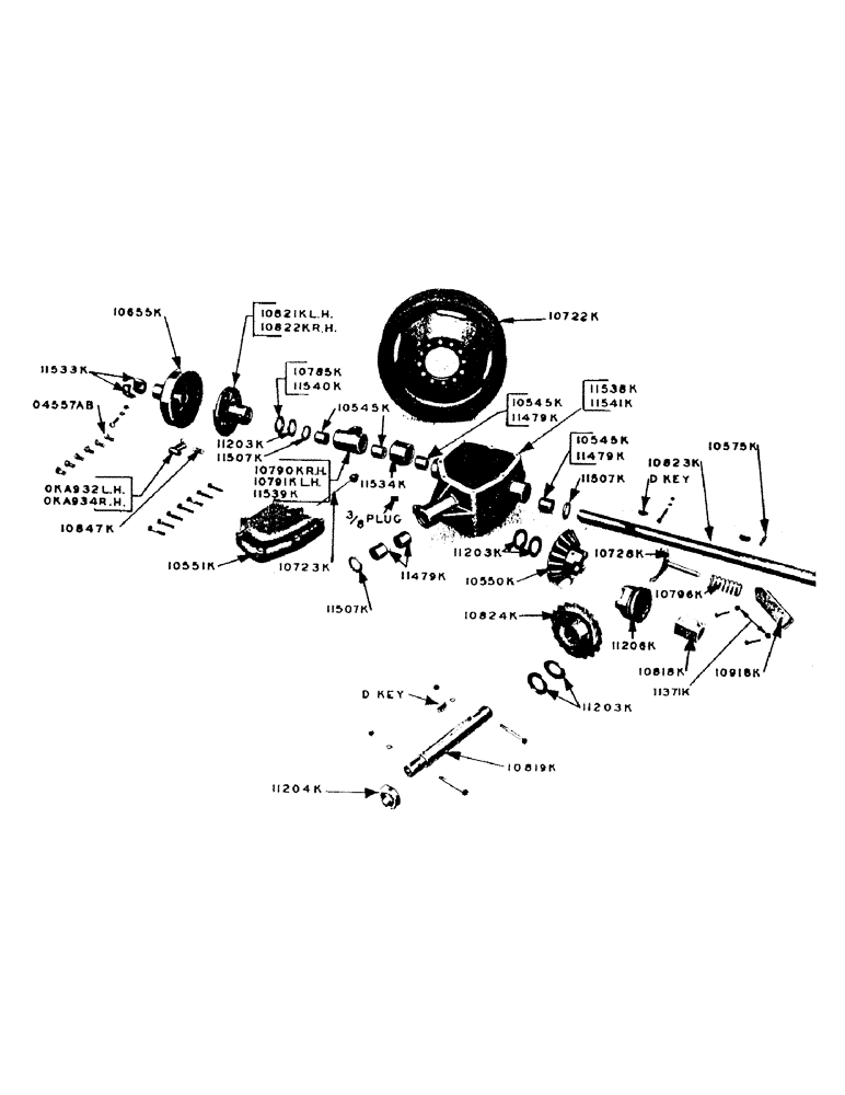 Схема запчастей Case IH 100 - (26) - REAR AXLE WHEELS & GEAR BOX, KEY CONSTRUCTION, 1951 THRU 1953 