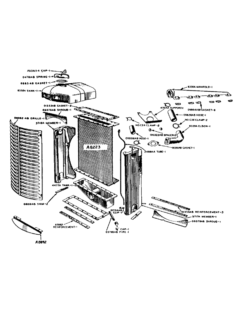 Схема запчастей Case IH 500-SERIES - (042) - RADIATOR (02) - ENGINE