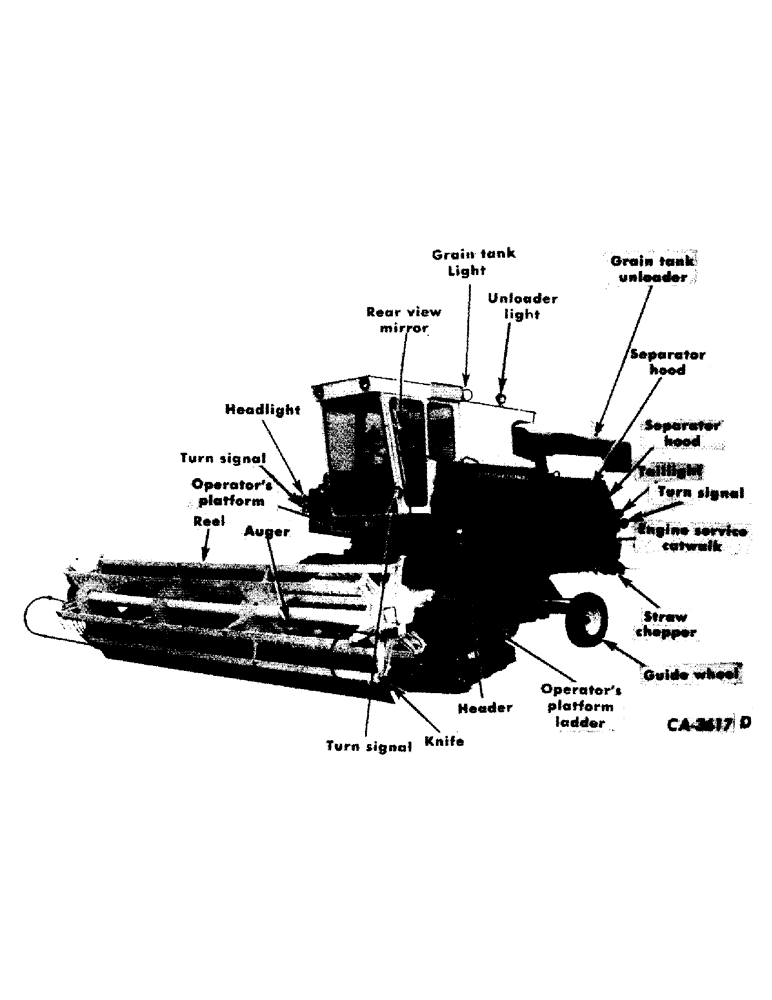 Схема запчастей Case IH 815 - (00-06) - 815 COMBINE - LEFT FRONT VIEW WITH HEADER (00) - GENERAL