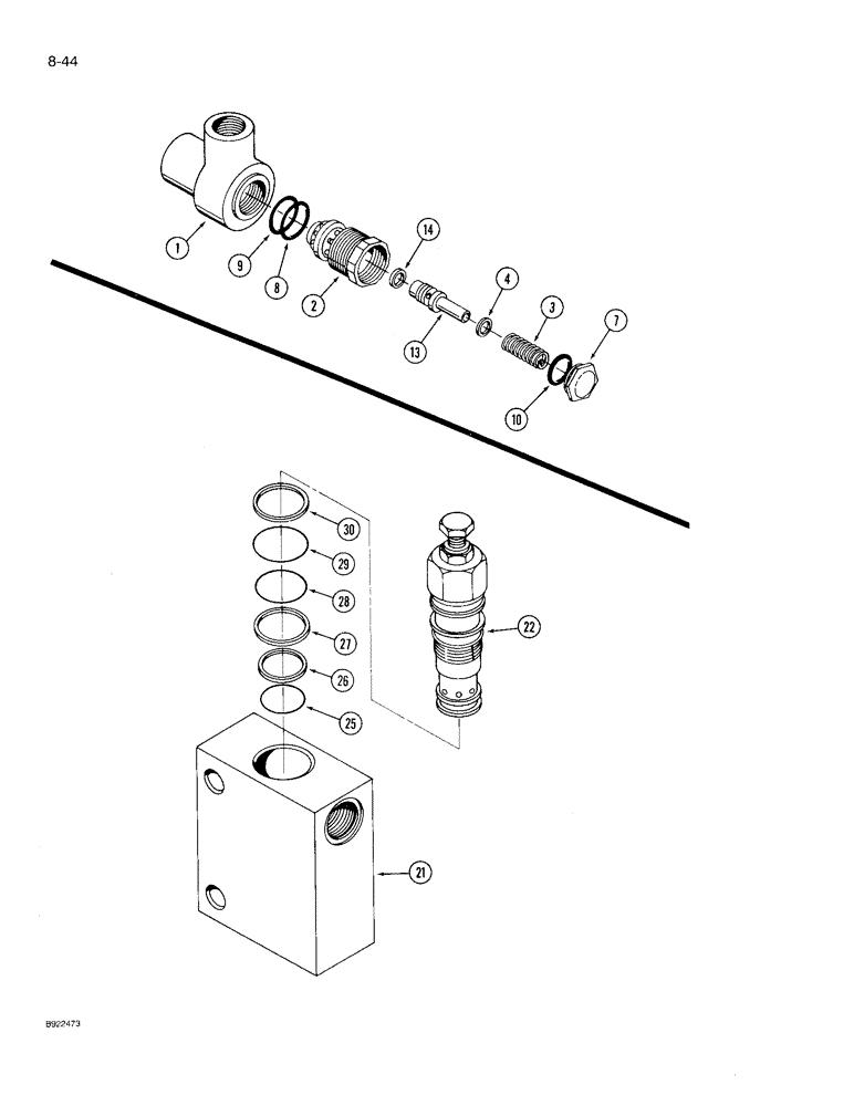 Схема запчастей Case IH 9210 - (8-044) - HYDRAULIC RELIEF VALVE (08) - HYDRAULICS