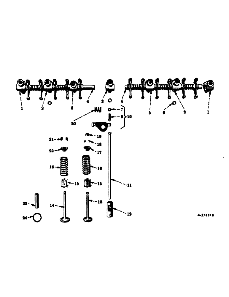 Схема запчастей Case IH 420 - (222) - VALVES, TAPPETS, ROCKER ARMS AND LIFTER RODS (10) - ENGINE