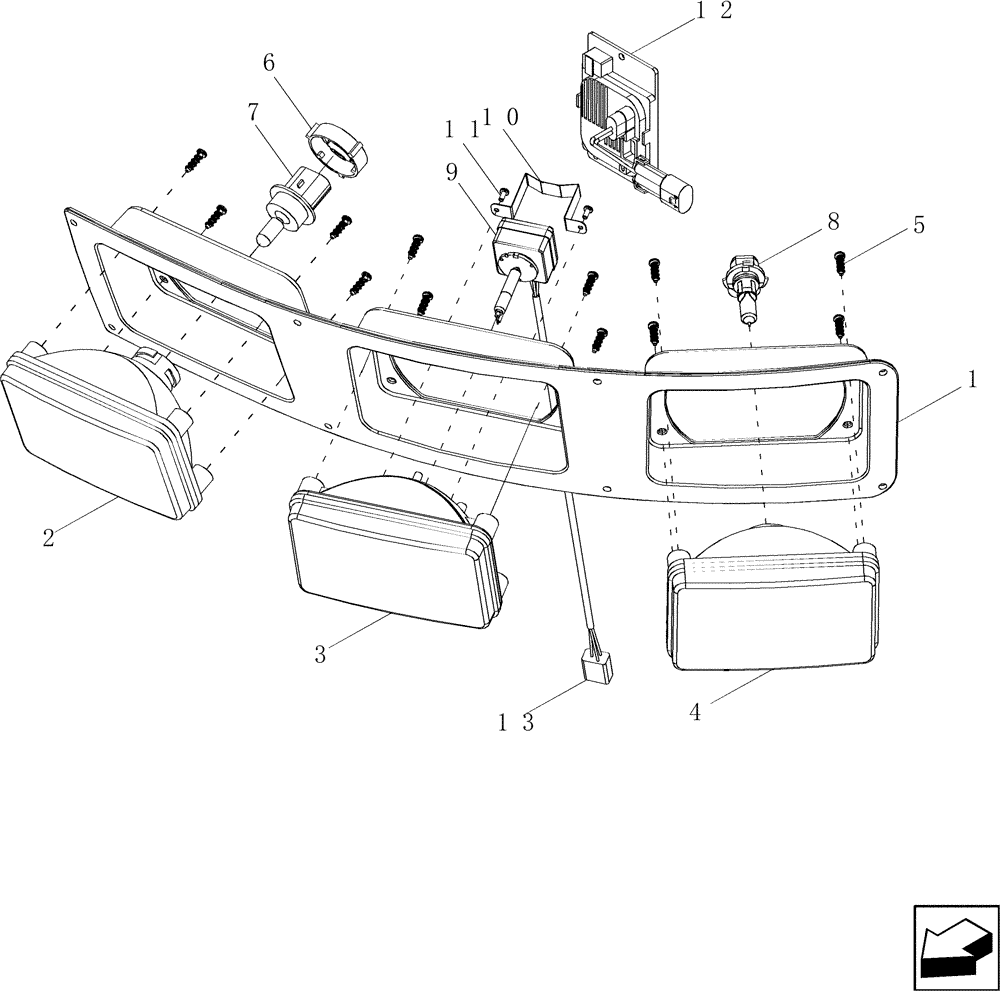 Схема запчастей Case IH 2577 - (55.404.04[02]) - LAMP ASSY - DRIVE AND FLOOD - HID (IF EQUIPPED) - ASN HAJ303987 (55) - ELECTRICAL SYSTEMS