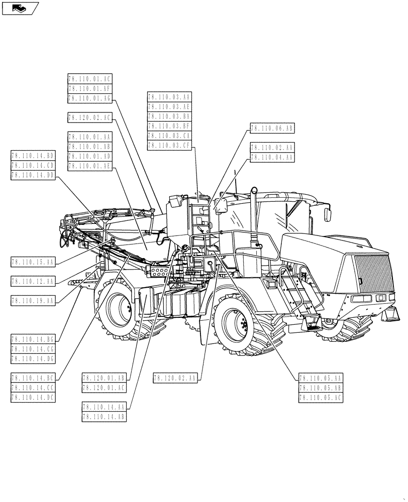 Схема запчастей Case IH 810 - (78.000.00[01]) - SECTION INDEX - SPRAYING (78) - SPRAYING