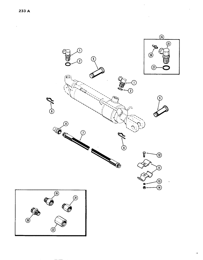 Схема запчастей Case IH 1270 - (233A) - HYDRAULIC CYLINDER ATTACHING PARTS (08) - HYDRAULICS