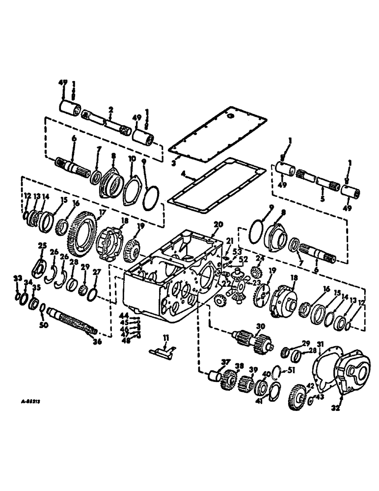 Схема запчастей Case IH 95 - (07-01) - DRIVE TRAIN, TRANSMISSION, TRANSMISSION CASE, DIFFERENTIAL AND TRANSMISSION INTERMEDIATE SHAFT Drive Train