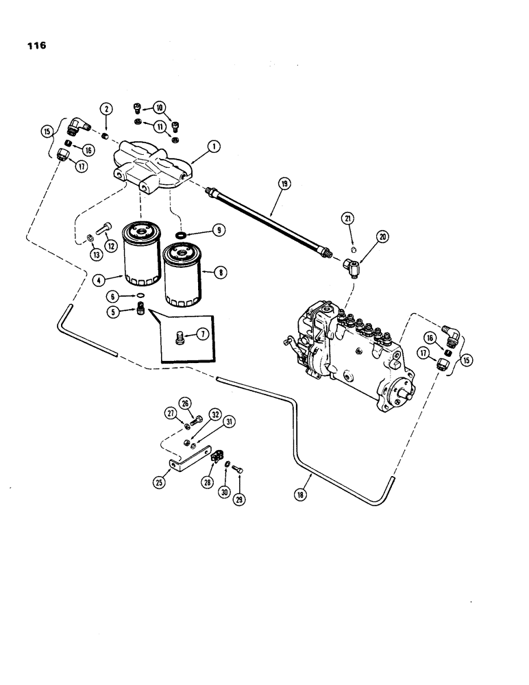 Схема запчастей Case IH 970 - (116) - FUEL INJECTION FILTER SYSTEM, (401B) DIESEL ENGINE (03) - FUEL SYSTEM