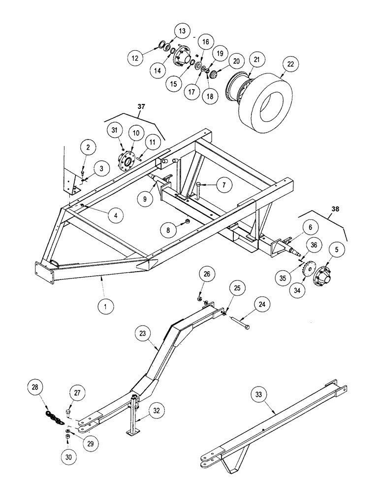 Схема запчастей Case IH 1100 - (E22) - TRIKE FRAME INCLUDING DRAWPOLE 