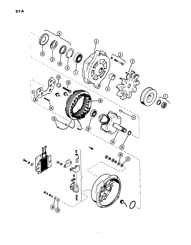 Схема запчастей Case IH 1070 - (057A) - A59761 ALTERNATOR (04) - ELECTRICAL SYSTEMS