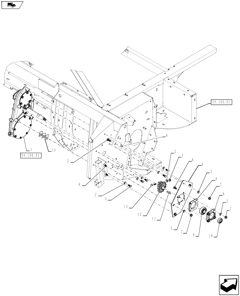 Схема запчастей Case IH RD163 - (58.100.02) - GEARBOX DRIVE , CONDITIONER (58) - ATTACHMENTS/HEADERS