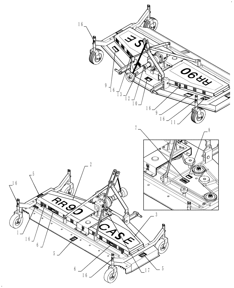 Схема запчастей Case IH RR90 - (052) - DECALS -90" MOWER 