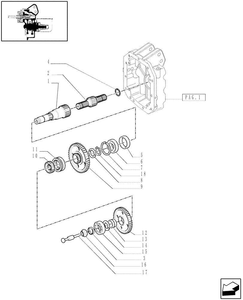 Схема запчастей Case IH MXU125 - (1.80.1/01[02]) - (VAR.807) NON-SYNCHRONIZED 540-1000 RPM POWER TAKE-OFF - SHAFTS AND GEARS (07) - HYDRAULIC SYSTEM