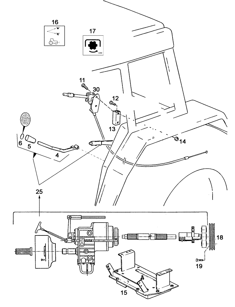 Схема запчастей Case IH C55 - (06-08[01]) - FRONT P.T.O., ACTUATING (06) - POWER TRAIN