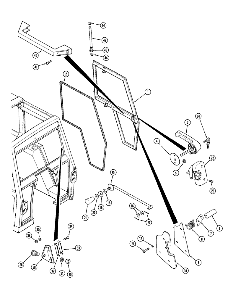 Схема запчастей Case IH 1370 - (458) - CAB, DOOR, ROTARY LATCH TYPE (09) - CHASSIS/ATTACHMENTS