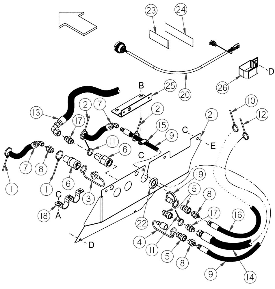 Схема запчастей Case IH 2152 - (09-68) - CASE 2X00 ADAPTER HYDRAULIC/ELECTRICAL COMPLETION 