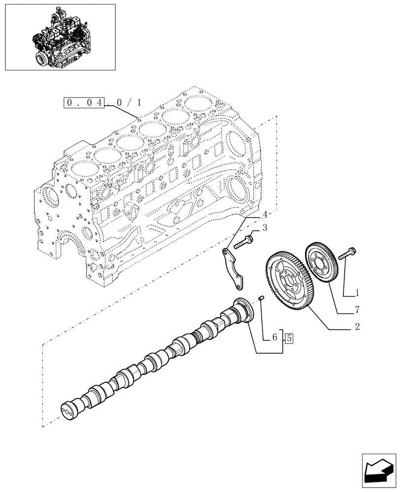 Схема запчастей Case IH MXU115 - (0.12.0/02) - CAMSHAFT - TIMING CONTROL (01) - ENGINE