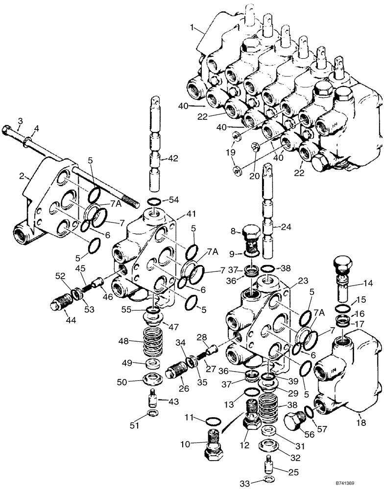 Схема запчастей Case IH 1845C - (08-37) - VALVE, CONTROL - BACKHOE (NORTH AMERICA), D100XR (08) - HYDRAULICS