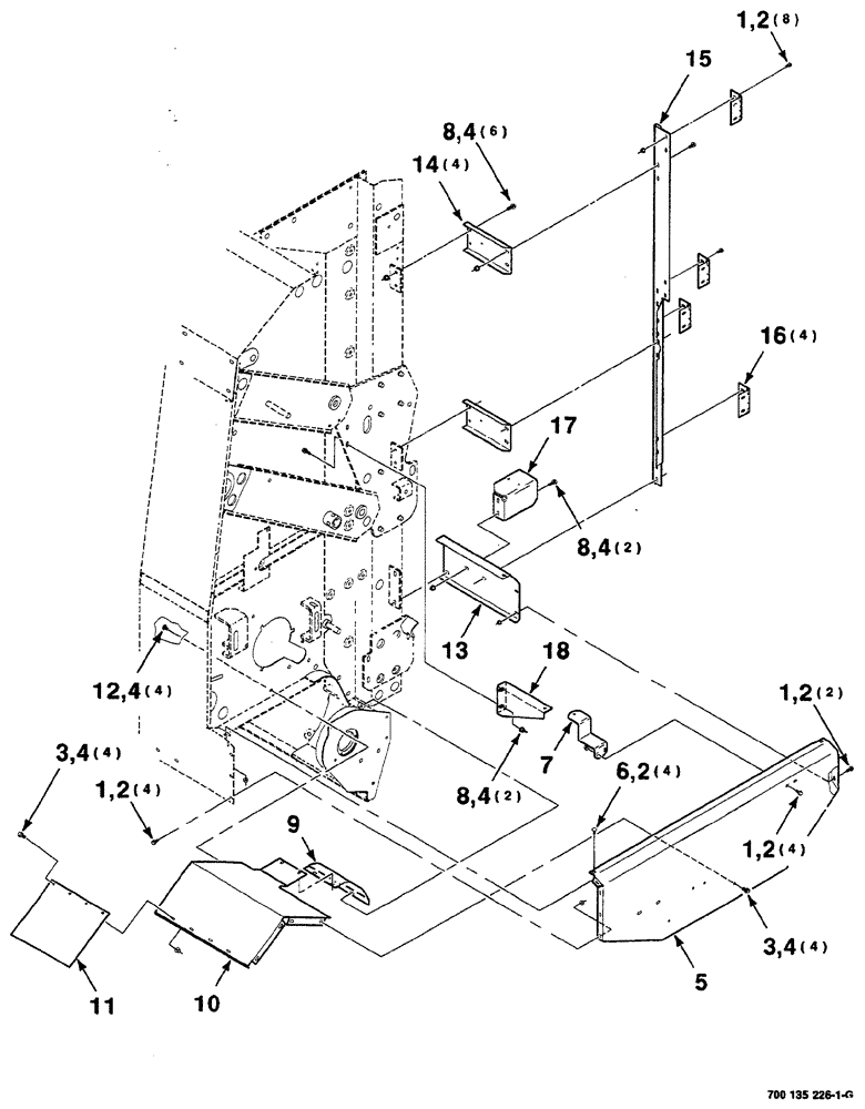 Схема запчастей Case IH RS561A - (7-012) - SHIELD SUPPORT AND HINGE ASSEMBLIES,  LEFT (12) - MAIN FRAME