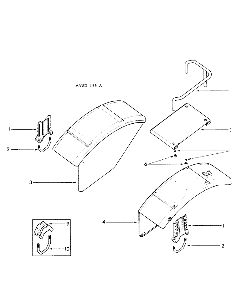 Схема запчастей Case IH FU-267D - (152) - CROWN FENDER, FOR FARMALL F-267 D ET UTILITY FU-267 D (09) - CHASSIS