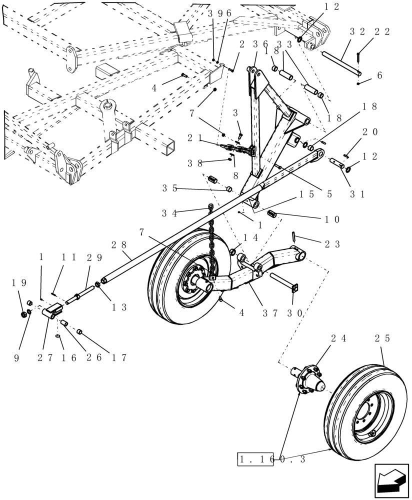 Схема запчастей Case IH PTX600 - (1.160.1) - WHEEL STANDARD (FIVE SECTION CENTER) ASSEMBLY (12) - FRAME