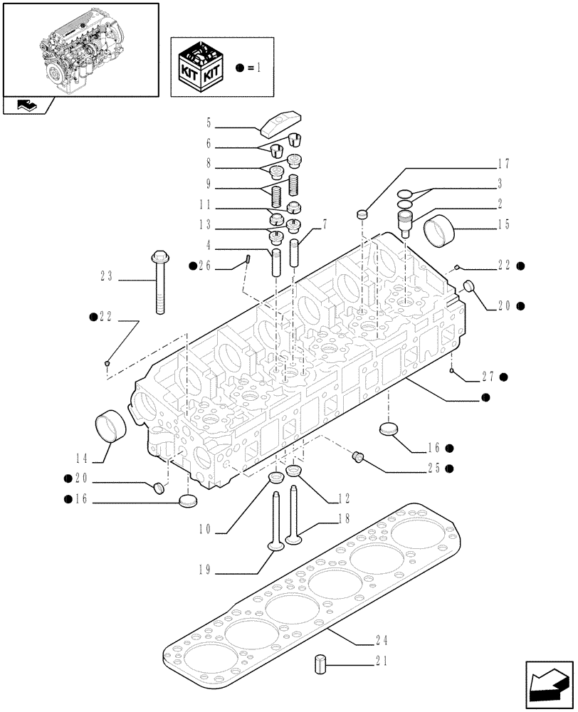 Схема запчастей Case IH F3CE0684F E001 - (10.101.01) - CYLINDER HEAD & RELATED PARTS (504053191 - 504053193 - 504053195) (01) - ENGINE