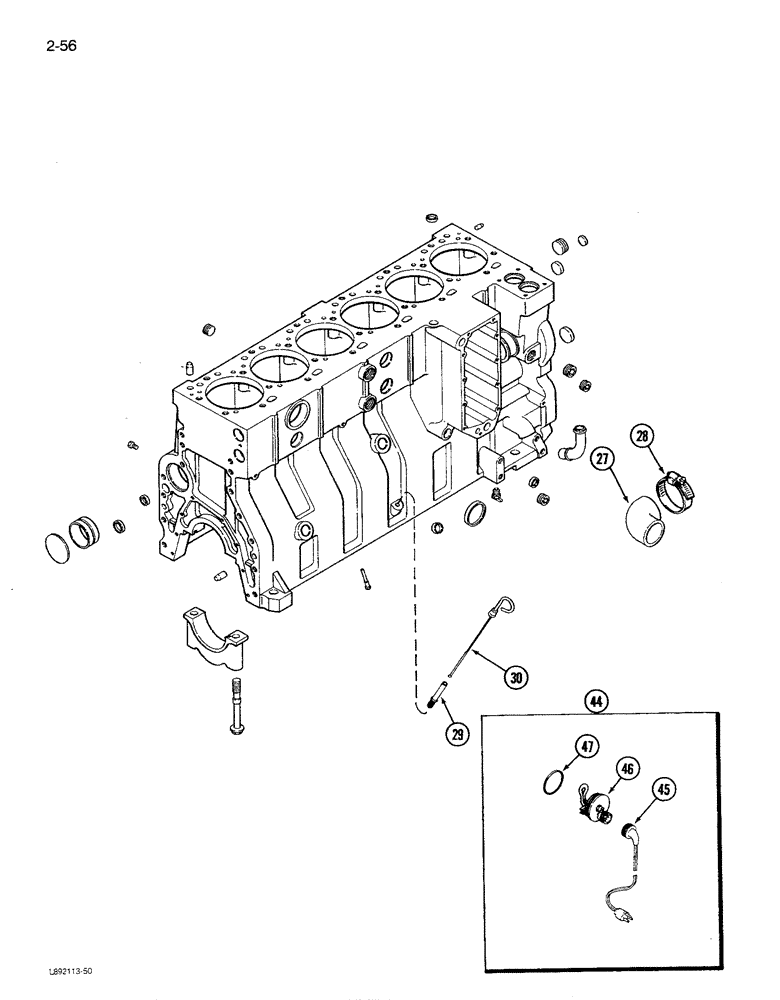 Схема запчастей Case IH 1680 - (2-056) - CYLINDER BLOCK, 6TA-830 ENGINE, 12 PISTON COOLING NOZZLES, BEFORE ENGINE SERIAL NO. 44487830, (CONT) (01) - ENGINE