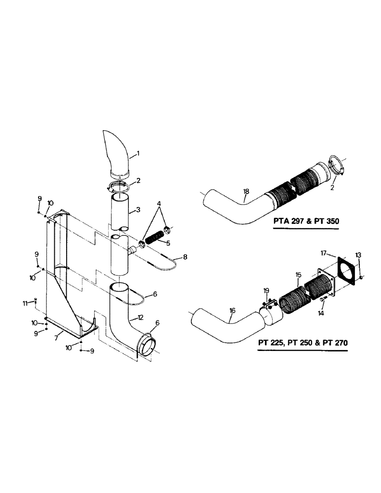 Схема запчастей Case IH PT225 - (04-23) - PT 225, PT 250, PT 270, PTA 297 & PT 350 EXHAUST SYSTEM (04) - Drive Train