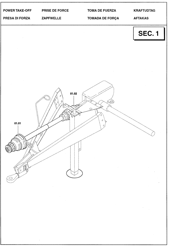 Схема запчастей Case IH RBX341 - (0.0017[01]) - SECTION LIST 1 - POWER TAKE-OFF (00) - GENERAL