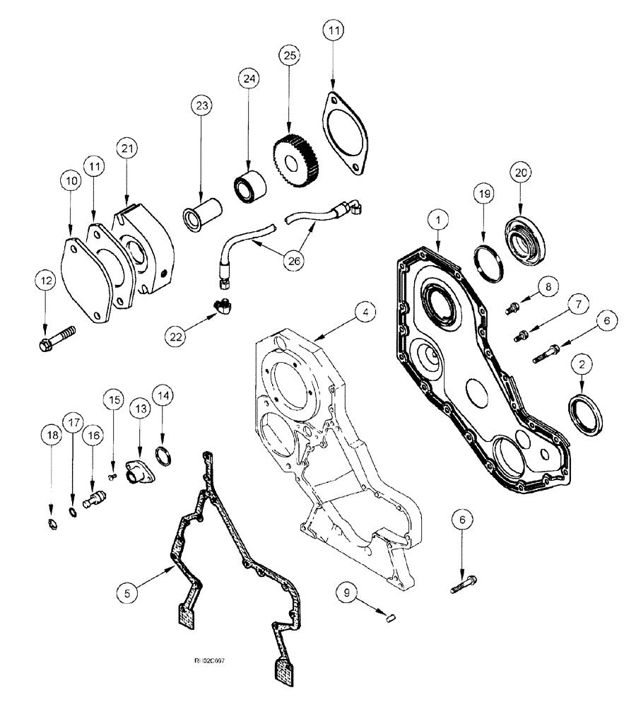 Схема запчастей Case IH SPX3185 - (03-012) - ENGINE - FRONT GEAR COVER (01) - ENGINE