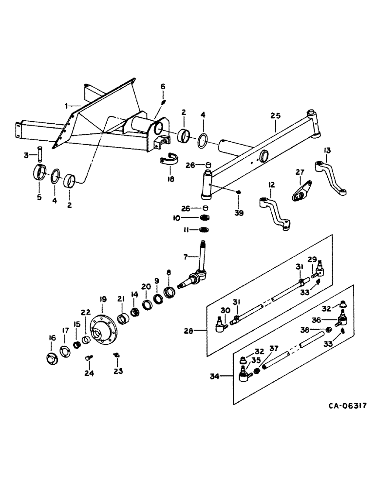 Схема запчастей Case IH 1420 - (14-01) - SUSPENSION, STEERING AXLE, SUPPORT AND TIE ROD, NON ADJUSTABLE Suspension