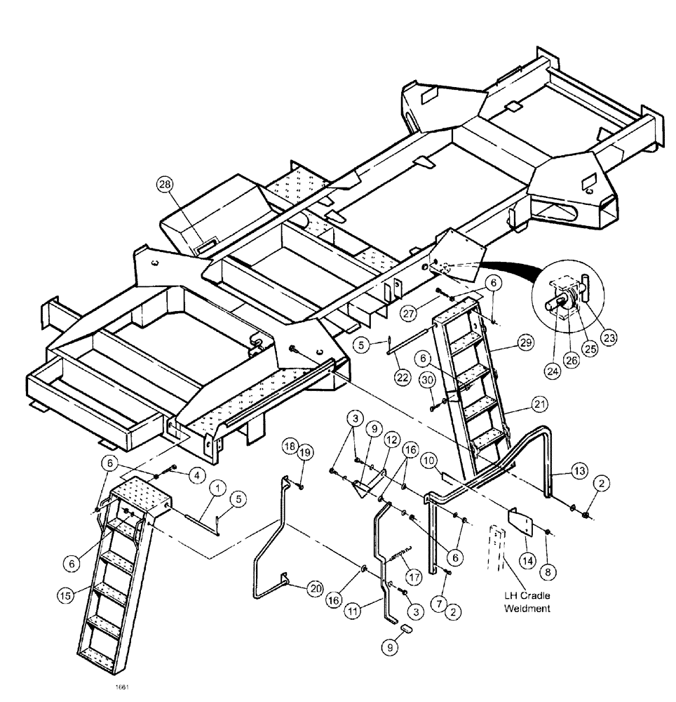 Схема запчастей Case IH SPX3185 - (04-016) - SUSPENSION & FRAME - LADDER - LH Suspension & Frame