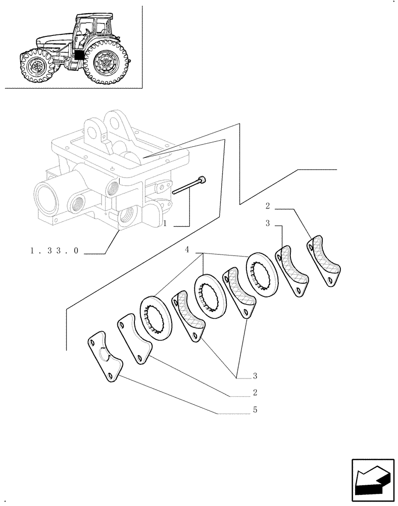 Схема запчастей Case IH JX80U - (1.65.5/01) - PARKING BRAKE - 4WD (05) - REAR AXLE